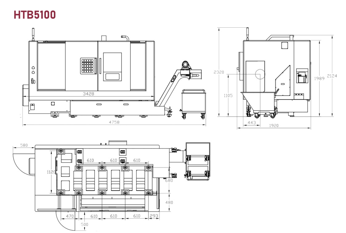 HTB5100斜床CNC车床机器布局1021