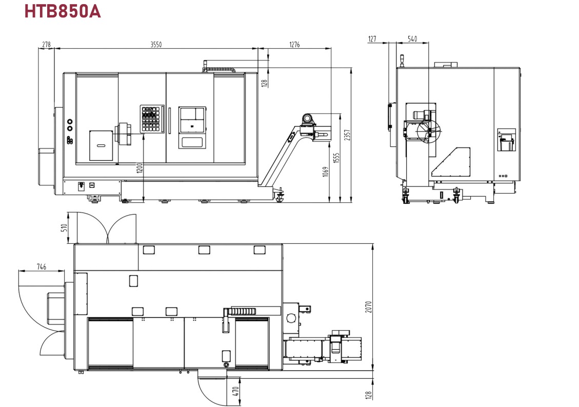 HTB850A斜床CNC车床机器布局1024