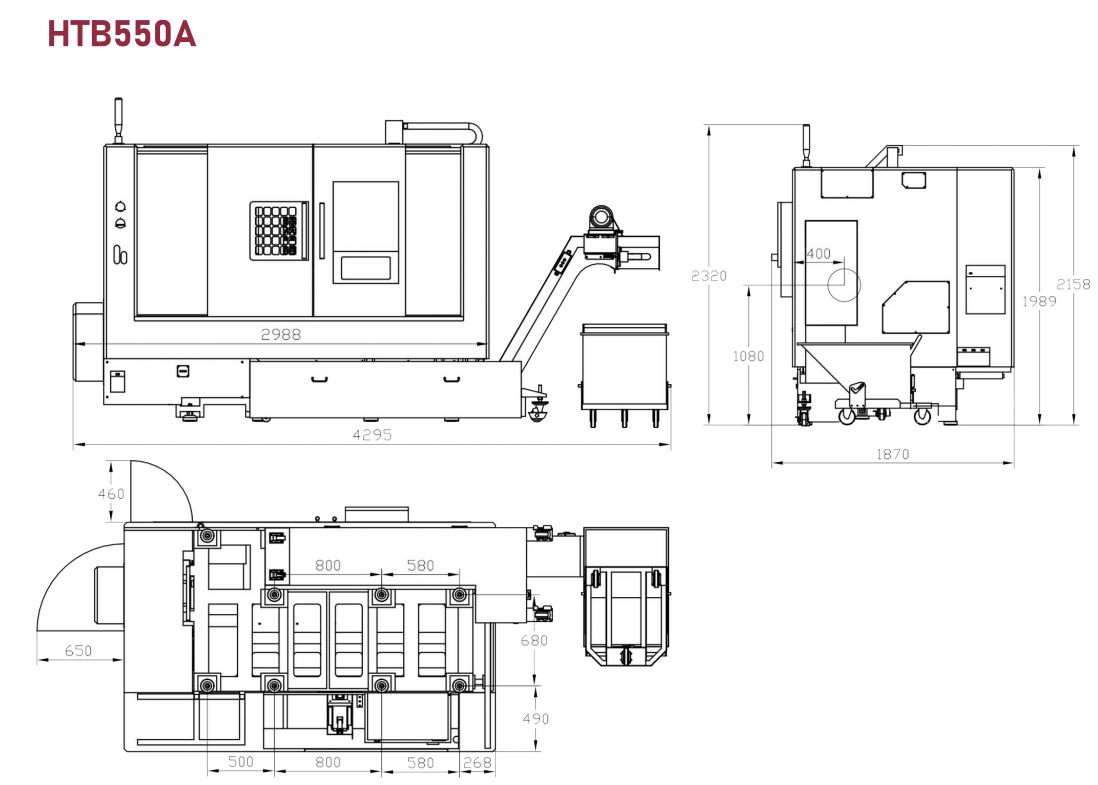 HTB550A斜床CNC车床机器布局1020